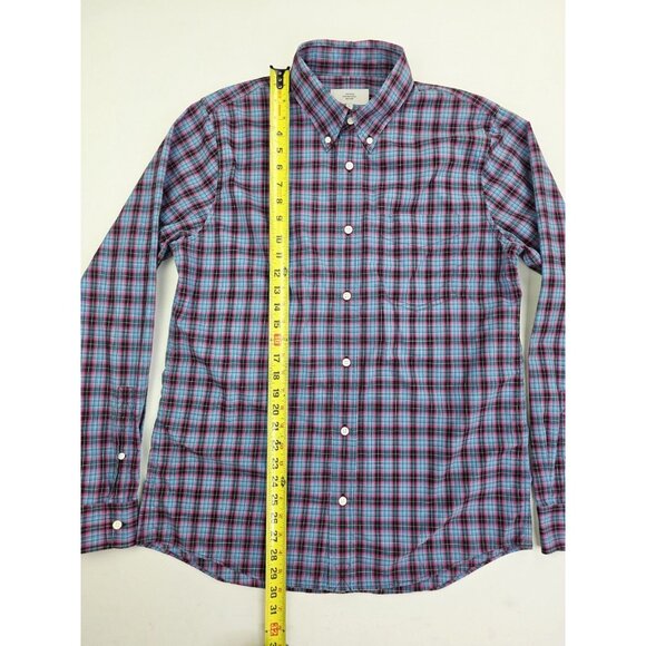 Jack Spade Large Mens Blue Red Black Check Button Down Long Sleeve Cotton Shirt - Picture 7 of 8